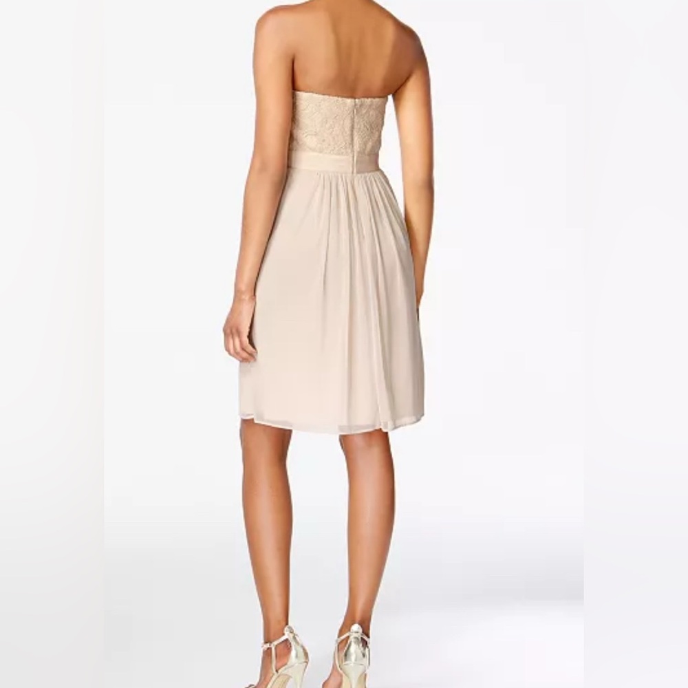 Adrianna Papell Strapless Dress Women 10 Blush NWT Lace Chiffon Cocktail Wedding